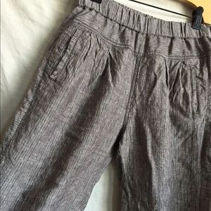 Anthropologie Hei Hei linen grey striped pants XXS
